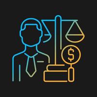 Financial examiner gradient vector icon for dark theme. Finance examination specialist. Law compliance expert. Thin line color symbol. Modern style pictogram. Vector isolated outline drawing