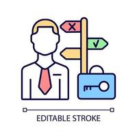 Portfolio manager RGB color icon. Investment decision maker. Expert managing portfolio trading. Investing professional. Isolated vector illustration. Simple filled line drawing. Editable stroke