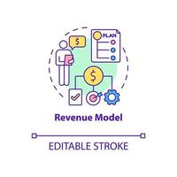 Revenue model concept icon. Framework for generating financial income. Startup structure. Business model abstract idea thin line illustration. Vector isolated outline color drawing. Editable stroke