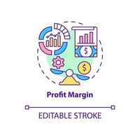 Profit margin concept icon. Calculating net revenue. Financial gain. Earnings from service. Business model abstract idea thin line illustration. Vector isolated outline color drawing. Editable stroke