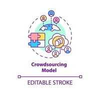 Crowdsourcing model concept icon. Crowdfunding project. Community investment. Business model abstract idea thin line illustration. Vector isolated outline color drawing. Editable stroke