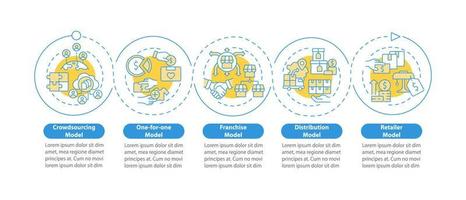 Different business models vector infographic template. Enterprise presentation outline design elements. Data visualization with 5 steps. Process timeline info chart. Workflow layout with line icons