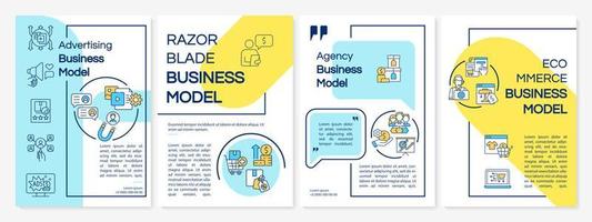 Advertise business model color brochure template. Promoting service. Flyer, booklet, leaflet print, cover design with linear icons. Vector layouts for presentation, annual reports, advertisement pages