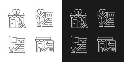 Charity, financial support linear icons set for dark and light mode. Grants for disabled people. Customizable thin line symbols. Isolated vector outline illustrations. Editable stroke