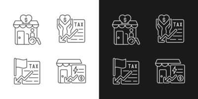 Charity, financial support linear icons set for dark and light mode. Grants for disabled people. Customizable thin line symbols. Isolated vector outline illustrations. Editable stroke