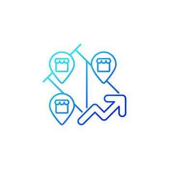 Icono de vector lineal degradado de incentivos de expansión. desarrollo de negocios. programa gubernamental. extensión de inicio. símbolo de color de línea fina. pictograma de estilo moderno. dibujo de contorno aislado vectorial