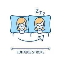 Improving sleep quality RGB color icon. Improve night rest quality and quantity. Become fresh and vigorous. Healthy sleep. Comfortable pillow. Isolated vector illustration. Simple filled line drawing