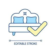 Appropriate bed RGB color icon. Right mattress for spinal health. Comfortable bedroom furniture. Double bed. Soft and orthopedic mattress. Isolated vector illustration. Simple filled line drawing