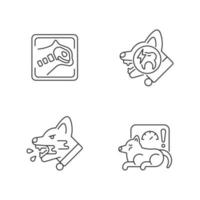 Pet treatment linear icons set. Domestic animals illness. Common pet diseases. Veterinary examination. Customizable thin line contour symbols. Isolated vector outline illustrations. Editable stroke