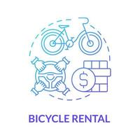 Bicycle rental blue gradient concept icon. Bicycle sharing category abstract idea thin line illustration. Hiring two-wheeled vehicle for money. Free rent. Vector isolated outline color drawing