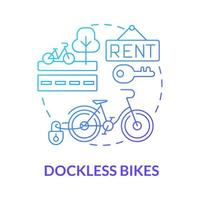 Dockless bikes blue gradient concept icon. Bicycle sharing category abstract idea thin line illustration. Operating without physical docks. Bike-share system. Vector isolated outline color drawing