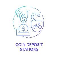 Coin deposit stations blue gradient concept icon. Bicycle sharing category abstract idea thin line illustration. Shared micromobility service. Coin-access. Vector isolated outline color drawing