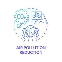 Reducción de la contaminación atmosférica icono azul degradado concepto. bicicleta para compartir objetivo idea abstracta ilustración de línea fina. vida urbana sostenible. reducir emisiones. dibujo de color de contorno aislado vectorial vector