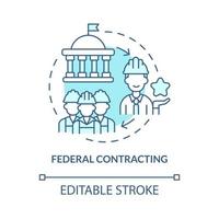 Federal contracting concept icon. Business support. Entrepreneurs and government partnership abstract idea thin line illustration. Vector isolated outline color drawing. Editable stroke