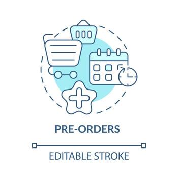 Pre-orders marketing concept icon. Consumers needs learning. Launching small business and new product abstract idea thin line illustration. Vector isolated outline color drawing. Editable stroke