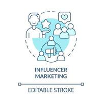 Influencer marketing for startup concept icon. Blogger advertising providing for business. Small business abstract idea thin line illustration. Vector isolated outline color drawing. Editable stroke