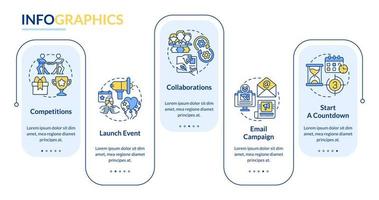 atraer clientes consejos plantilla de infografía vectorial. elementos de diseño de esquema de presentación de inicio. visualización de datos con 5 pasos. gráfico de información de la línea de tiempo del proceso. diseño de flujo de trabajo con iconos de línea vector