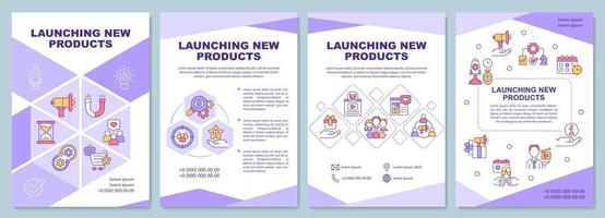 New product launching campaign brochure template. Flyer, booklet, leaflet print, cover design with linear icons. Vector layouts for presentation, annual reports, advertisement pages