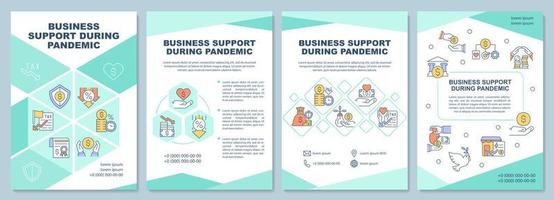 Business support during pandemic brochure template. Flyer, booklet, leaflet print, cover design with linear icons. Vector layouts for presentation, annual reports, advertisement pages