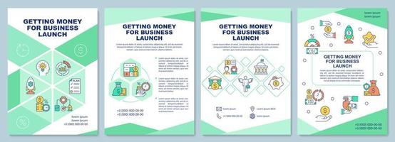 Money for business launch getting brochure template. Flyer, booklet, leaflet print, cover design with linear icons. Vector layouts for presentation, annual reports, advertisement pages