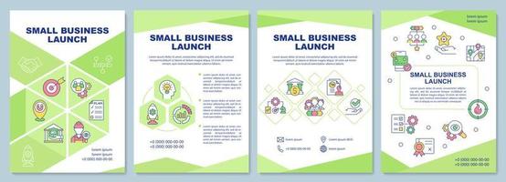 Small business launch process brochure template. Flyer, booklet, leaflet print, cover design with linear icons. Vector layouts for presentation, annual reports, advertisement pages