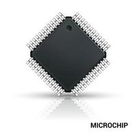 Microchip. Computer CPU. Microprocessor. 3D realistic illustration. vector