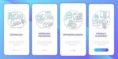 Neuroscience usage onboarding mobile app page screen. Optimizing product design walkthrough 4 steps graphic instructions with concepts. UI, UX, GUI vector template with linear color illustrations