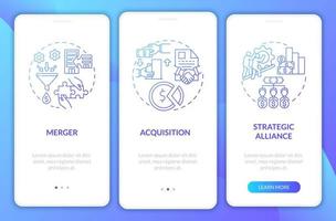 External expansion blue gradient onboarding mobile app page screen. Walkthrough 3 steps graphic instructions with concepts. UI, UX, GUI vector template with linear color illustrations