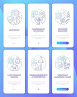 Business expansion blue gradient onboarding mobile app page screen set. Walkthrough 3 steps graphic instructions with concepts. UI, UX, GUI vector template with linear color illustrations