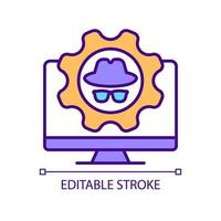 Computer privacy settings configuration RGB color icon. Keeping personal data safe. Modern technology. Isolated vector illustration. Simple filled line drawing. Editable stroke