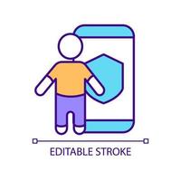 Protecting children in internet RGB color icon. Online searching restriction. Parents control online service. Isolated vector illustration. Simple filled line drawing. Editable stroke