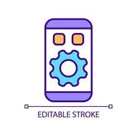 Privacy settings configuration of mobile device RGB color icon. Protecting private date online. Cyber security. Isolated vector illustration. Simple filled line drawing. Editable stroke