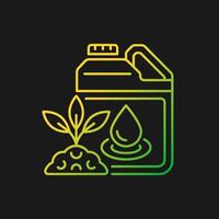 Liquid fertilizer gradient vector icon for dark theme. Mixture of supplements. Pouring and spraying. Plants supplement. Thin line color symbol. Modern style pictogram. Vector isolated outline drawing