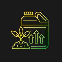 Growth enhancer gradient vector icon for dark theme. Plant and crops growing accelerator. Nourishing additive. Thin line color symbol. Modern style pictogram. Vector isolated outline drawing