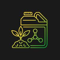 Synthetic fertilizers gradient vector icon for dark theme. Inorganic substance for feeding plants. Chemical feeding. Thin line color symbol. Modern style pictogram. Vector isolated outline drawing