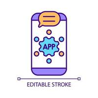 Mobile app permissions device settings RGB color icon. Access to personal data limit. Digital privacy protection. Isolated vector illustration. Simple filled line drawing. Editable stroke