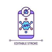 Antivirus for mobile device protecting from malware RGB color icon. Personal data online safety. Gadget protection. Isolated vector illustration. Simple filled line drawing. Editable stroke