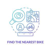 Find nearest bike blue gradient concept icon. Bike sharing usage abstract idea thin line illustration. Cycling tracker. Getting directions to docking station. Vector isolated outline color drawing