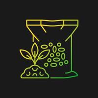 Granular fertilizer gradient vector icon for dark theme. Plants growth increasing. Grass and crops nourishment. Thin line color symbol. Modern style pictogram. Vector isolated outline drawing