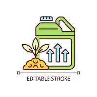 Growth enhancer RGB color icon. Plant and crops growing accelerator. Soil supplement and amendment. Nourishing additive. Isolated vector illustration. Simple filled line drawing. Editable stroke