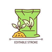 Organic fertilizers RGB color icon. Natural supplements for soil and plants. Ground enricher. Minerals and nutrients. Isolated vector illustration. Simple filled line drawing. Editable stroke