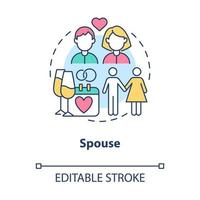 Spouse model role concept icon. Social participation in marriage. Husband and wife community engagement abstract idea thin line illustration. Vector isolated outline color drawing. Editable stroke