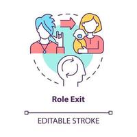 Role exit concept icon. Participation to another function in society. Change personal role activity abstract idea thin line illustration. Vector isolated outline color drawing. Editable stroke