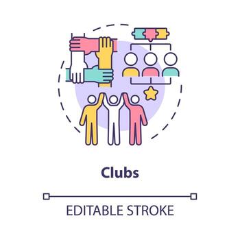 Social club participation concept icon. People association role model in community. Group engagement abstract idea thin line illustration. Vector isolated outline color drawing. Editable stroke