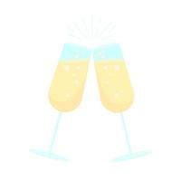 Sparkling wine toast semi flat color vector object