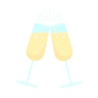 Sparkling wine toast semi flat color vector object