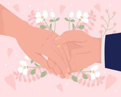 Romantic wedding proposal flat color vector illustration