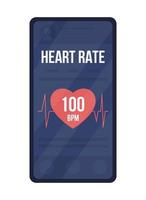 Smartphone with heart rate semi flat color vector object