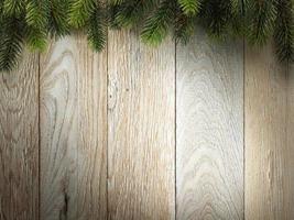 Christmas fir tree on wood texture. background old panels