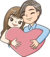 amor pareja joven corazon cartoon